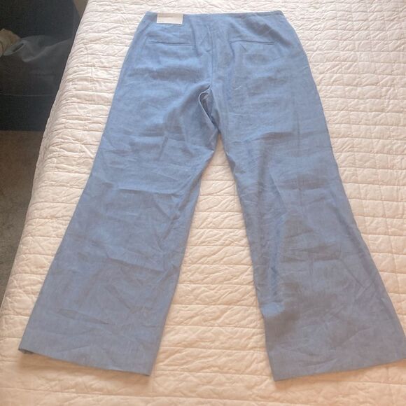 NEW Ann Taylor High Rise Straight Leg Light Blue Linen Trousers Size 10 - Picture 4 of 9
